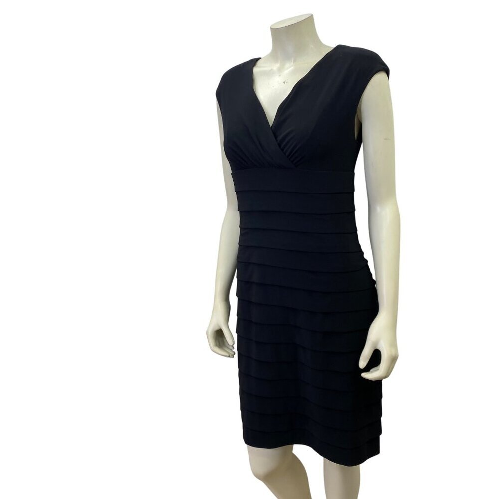 American Living Black Sleeveless Tiered V-Neck Dress 10